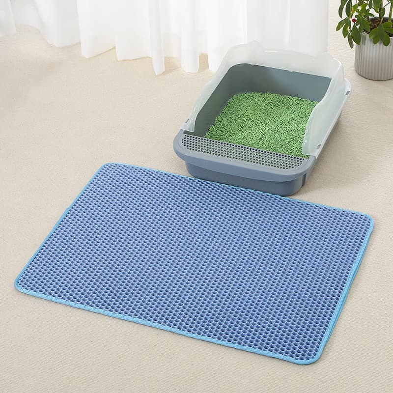 product tapis bleu devant bac